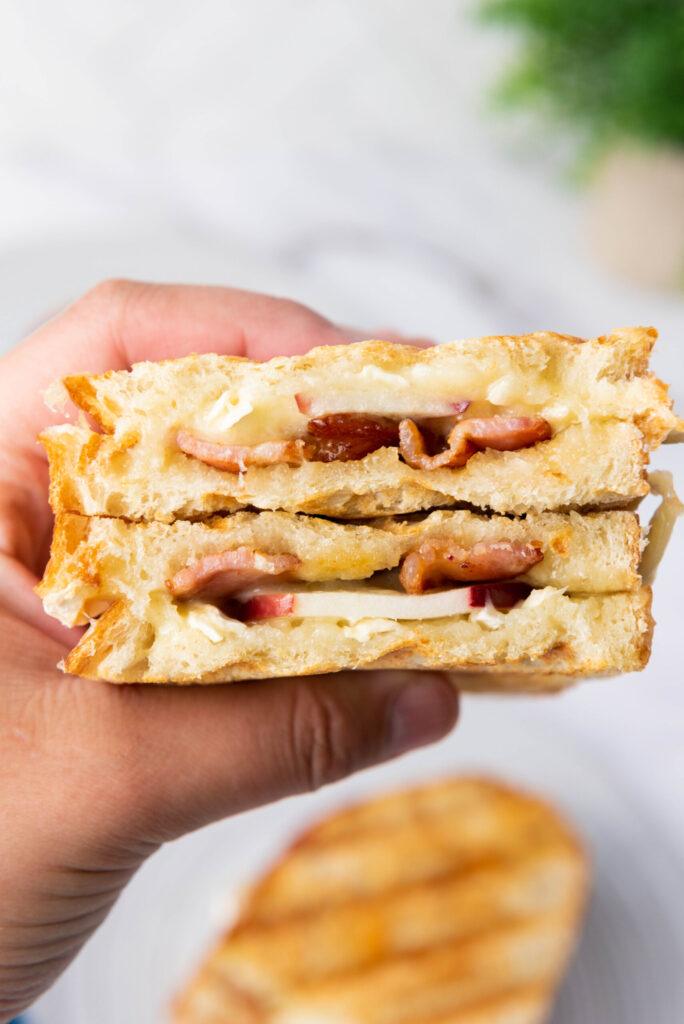 Brie, Bacon, Apple and Honey Panini: Cut in Thirds for Mini Sandwiches